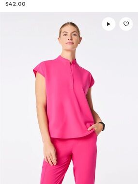 FIGS Women's Scrub Top in Fuchsia Pink